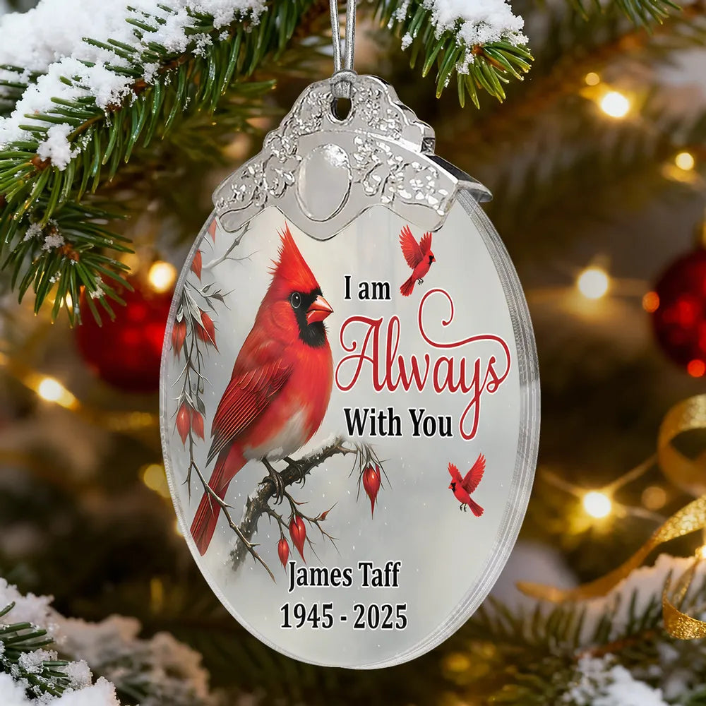 Silver Capped Glass Ornament with Cardinal design, symbolizing protection and togetherness, thoughtful gift for loved ones