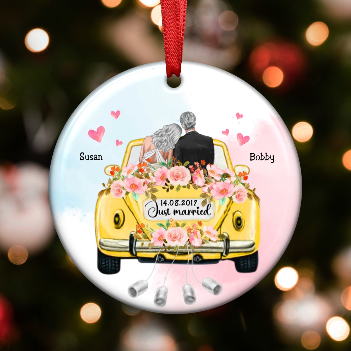 Personalized Wedding Car Ornament - Celebrate the Start of Your Love Journey