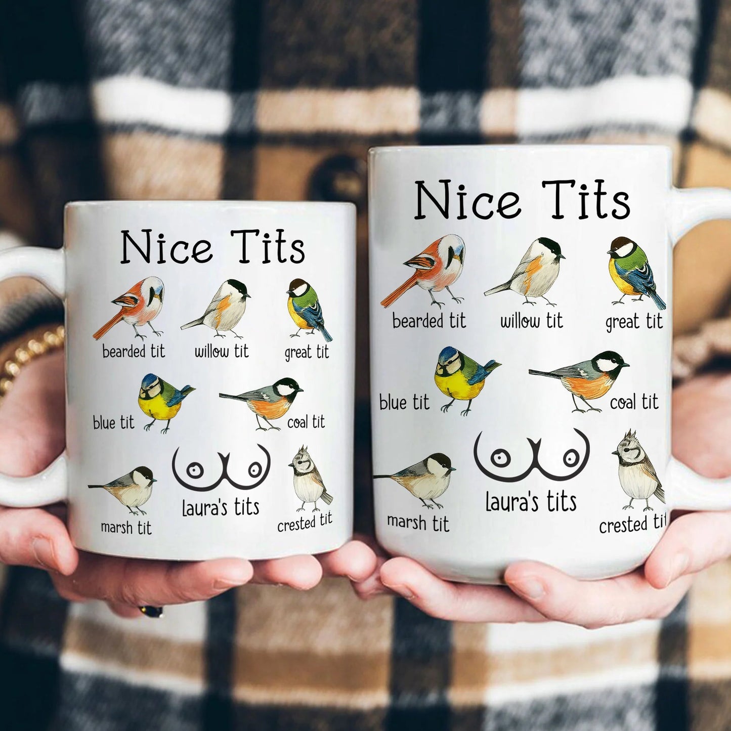 Personalized Ceramic Mug with Funny Bird Chart Design β Custom Name Gag Cup, Unique Gift for Wife, Girlfriend or Friends