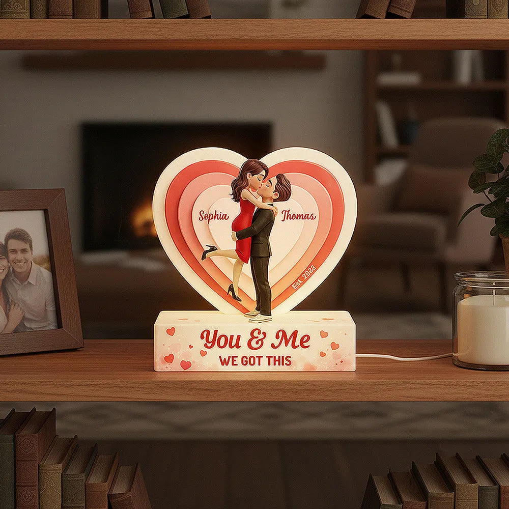 Acrylic Light Box You & Me Love Night Light With Warm Heart Design Unique Creative Gift For Couple Anniversary Or Valentine's Day