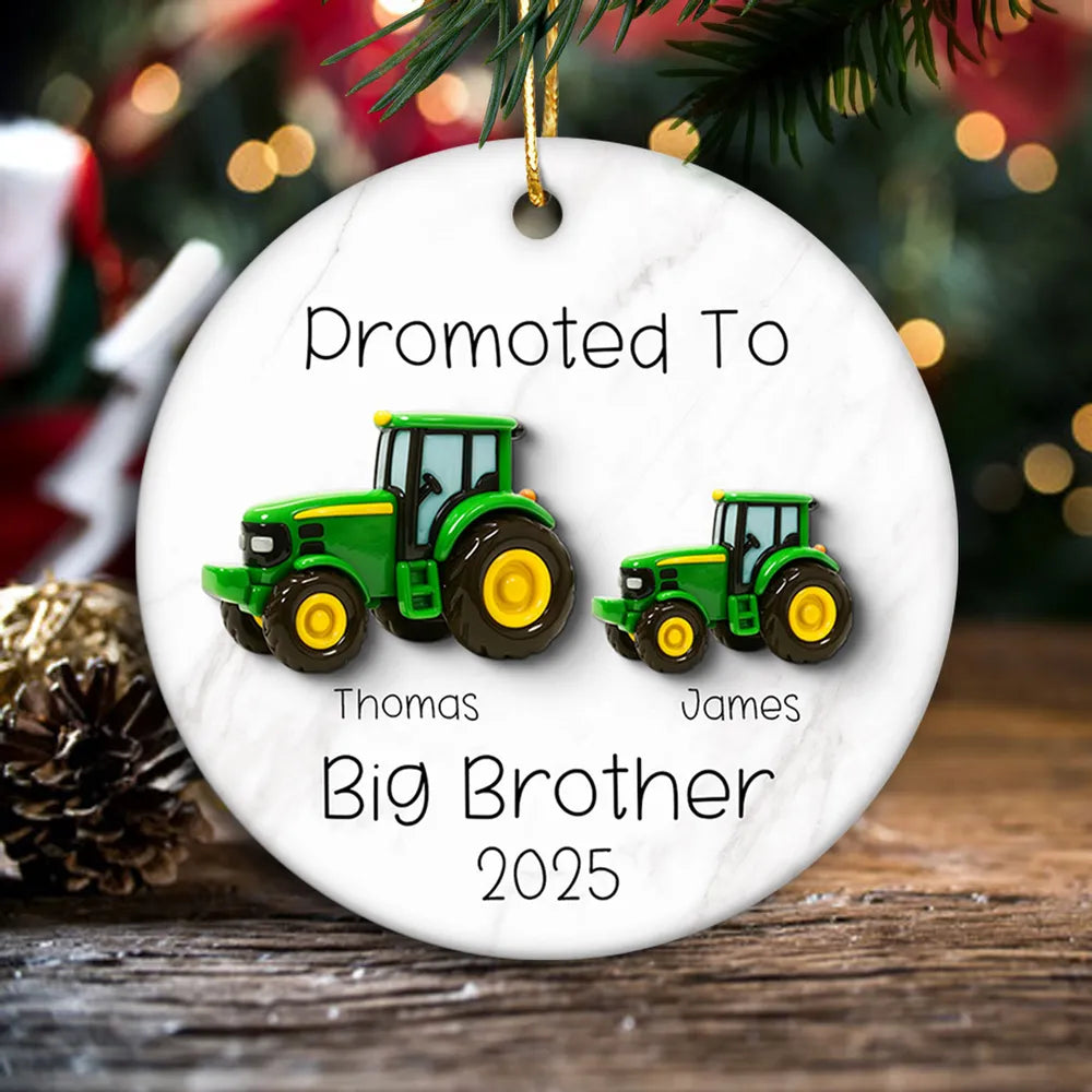 Big Brother Promotion Ornament with Tractor Theme β Meaningful Farm Gift for Family Christmas Celebration
