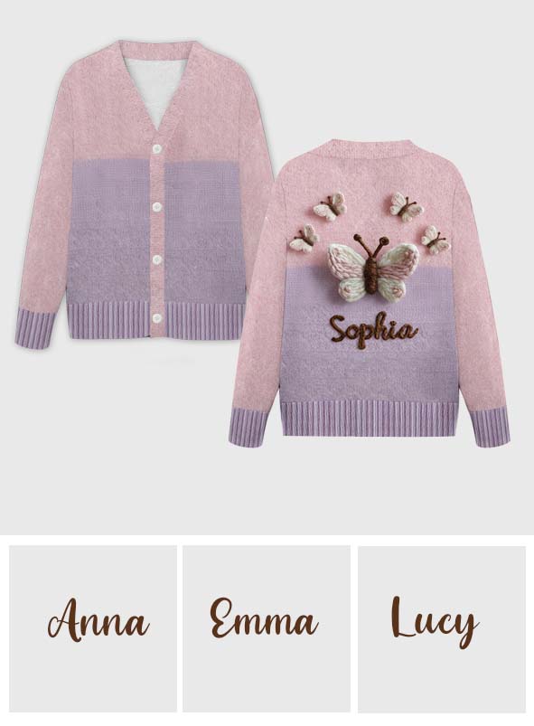 Beautiful Buttterfly - Personalized Butterfly Cardigan Sweater