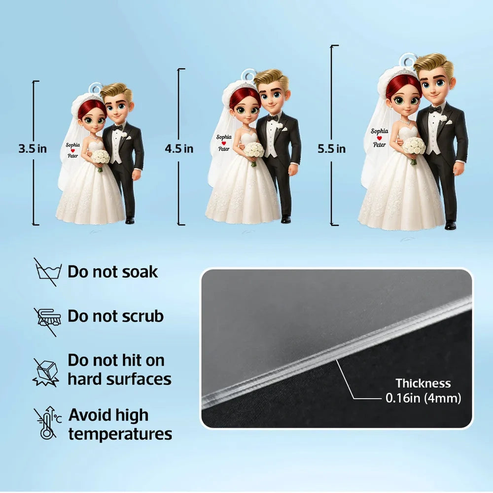 Wedding Couple Acrylic Car Hanger Romantic Rearview Mirror Charm Sweet Car Decor Unique Gift for Couples