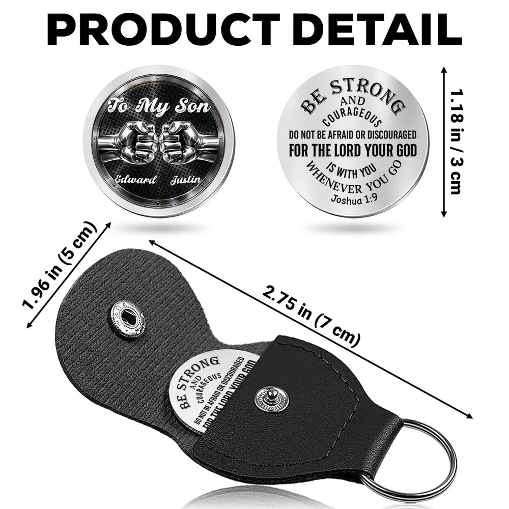 Pocket Hug - Custom Encouragement Keepsake Gift for Son, Be Strong and Courageous, Thoughtful Everyday Carry Token