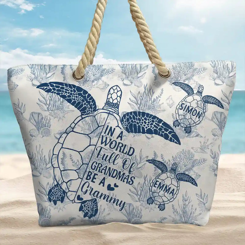 Sea Turtle Nana Rope Handle Canvas Bag - A Sweet Personalized Gift for Grandma That Feels Like a Beach Day