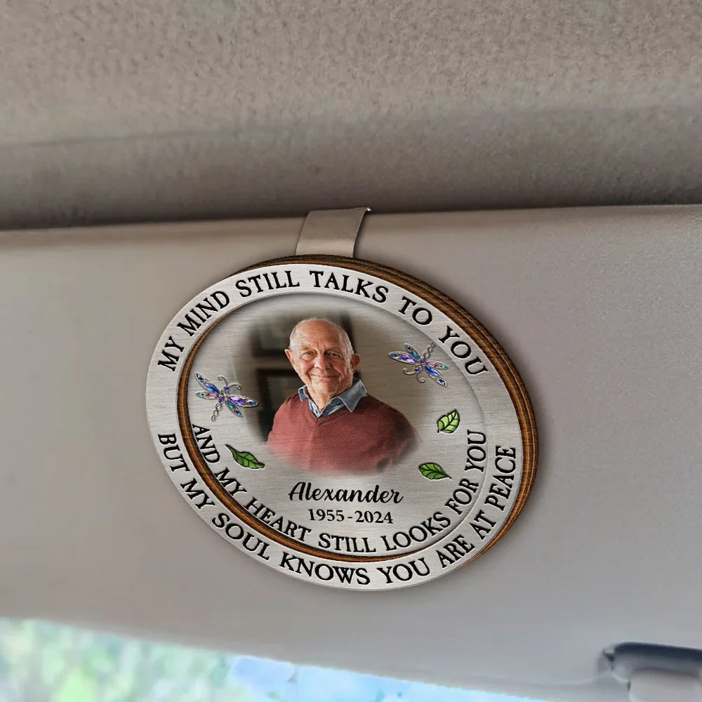 Custom Car Hanger for Loss of Mom - Sentimental Photo Keepsake - "My Mind Still Talks To You" - Unique Memorial Gift