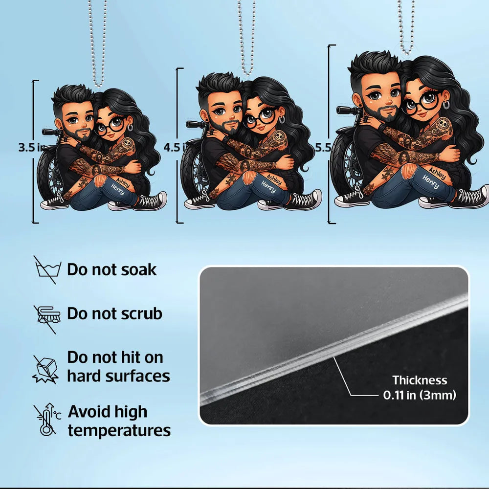 Ride Together Biker Couple Acrylic Car Hanger – Personalized Gift for Motorcycle Lovers