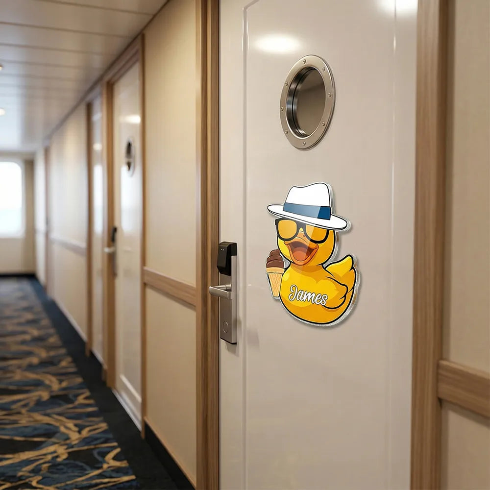 Cute Cruise Duck Door Magnet With Custom Name Bright Cabin Door Decor Funny Vacation Keepsake Gift for Family