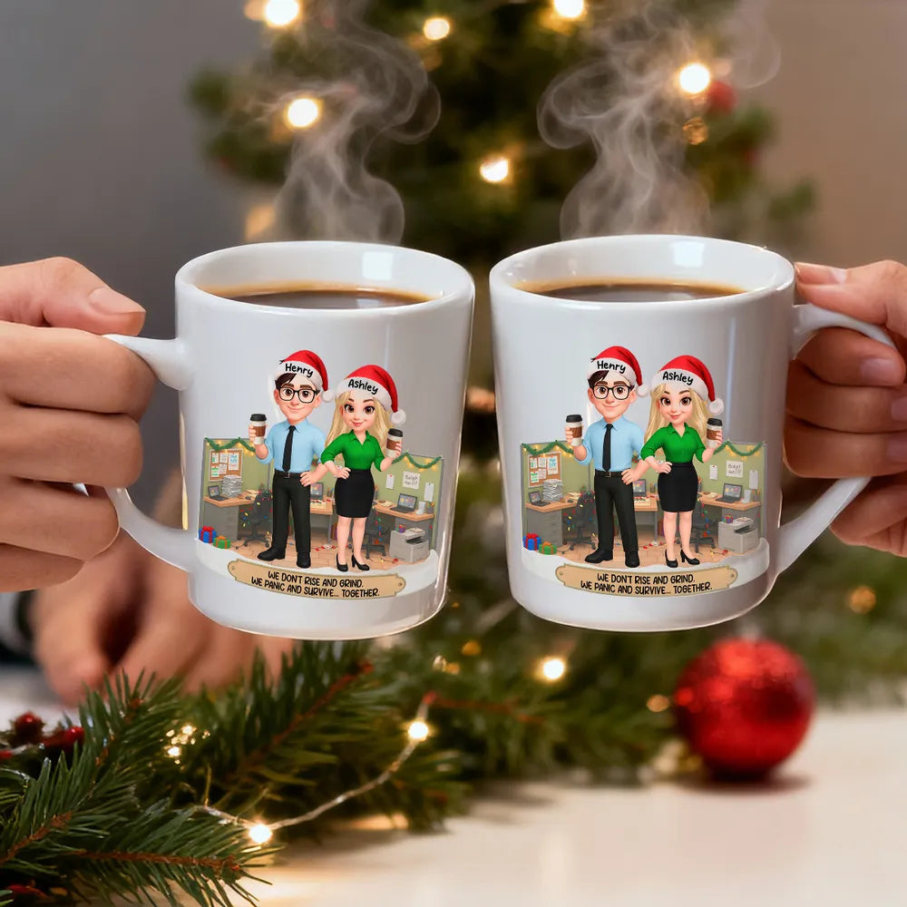 Personalized White Ceramic Mug for Coworkers β Funny Office Scene, Custom Work Besties, Unique Gift for Colleagues