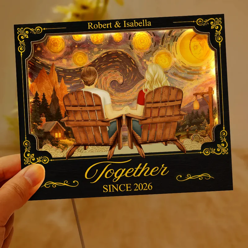 2-Layer Wooden LED Plaque Custom Printing 'My Favorite Place Is Next To You' Cozy Warm Light Couple Keepsake Gift