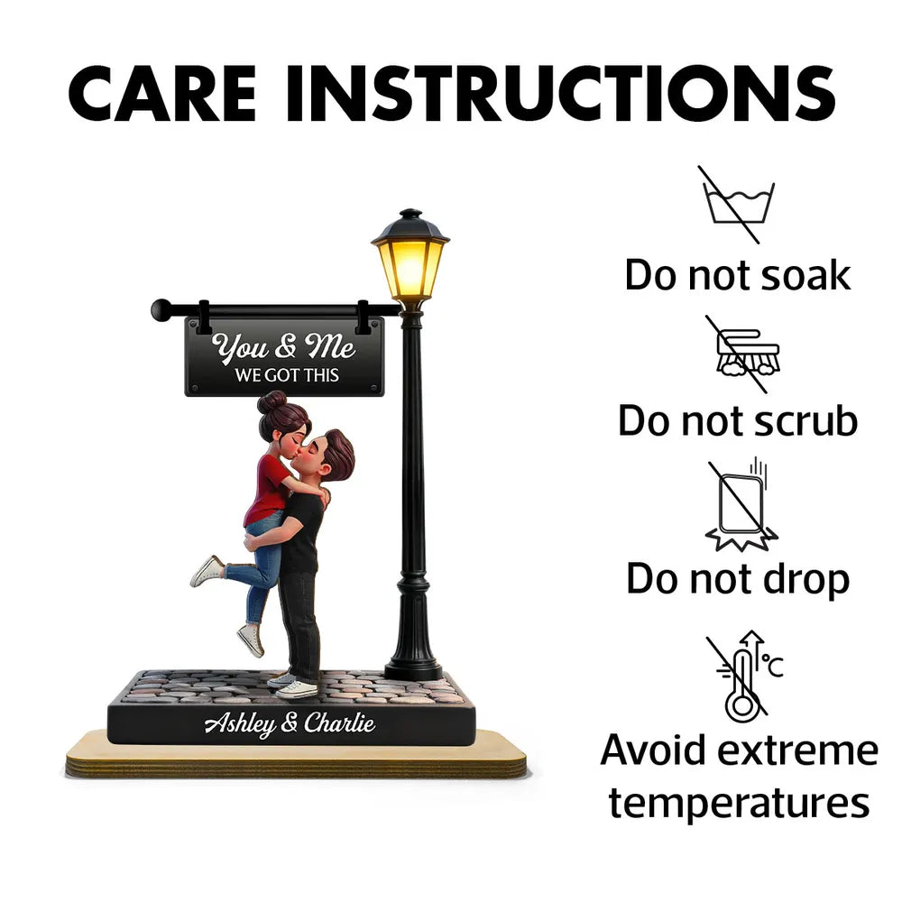 Personalized 2-Layer Wooden Plaque Couple Kissing Under Street Lamp You & Me We Got This Unique Gift For Him Or Her