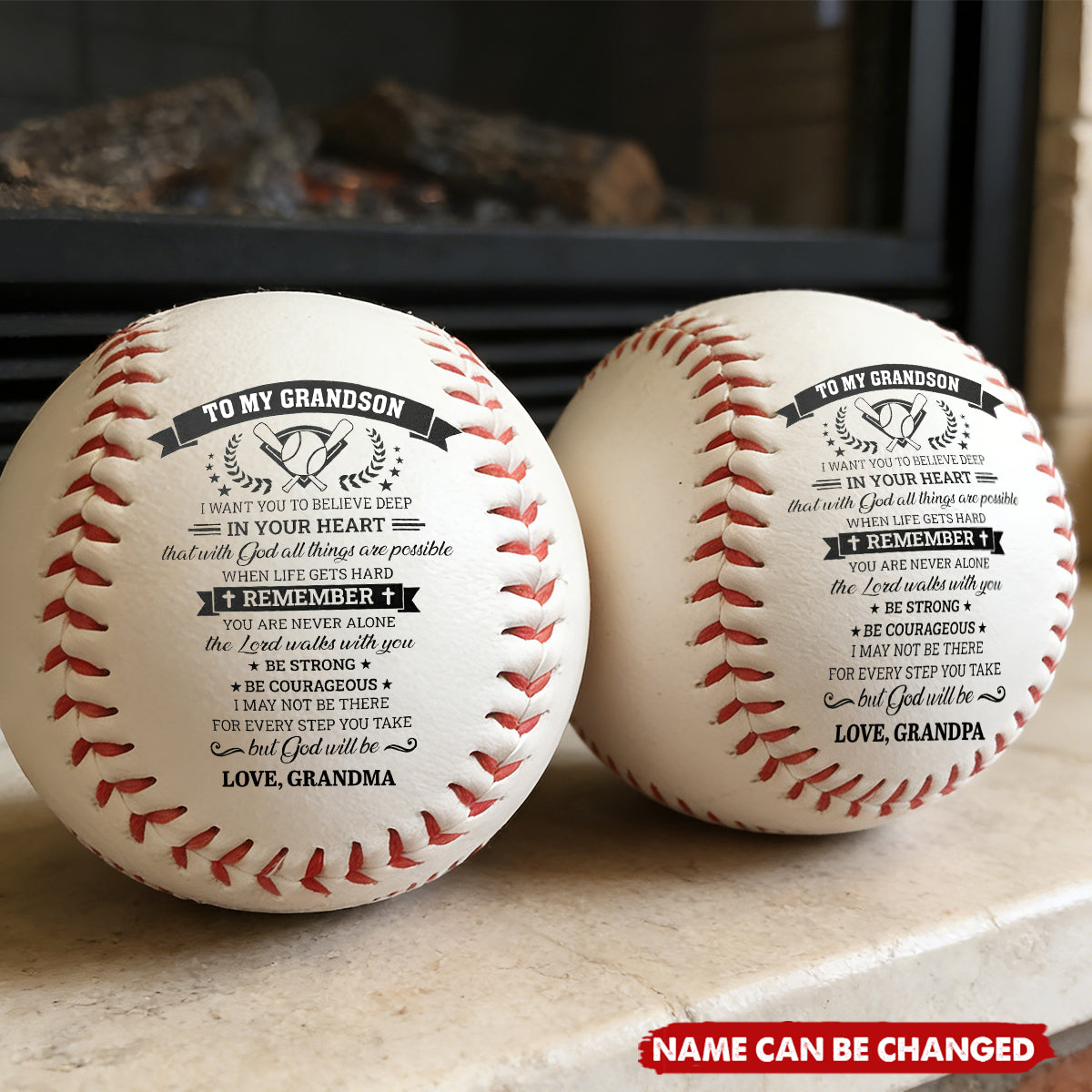 To My Grandson Baseball Ball, Personalized Encouragement Quote, Heartwarming Keepsake Gift from Grandpa