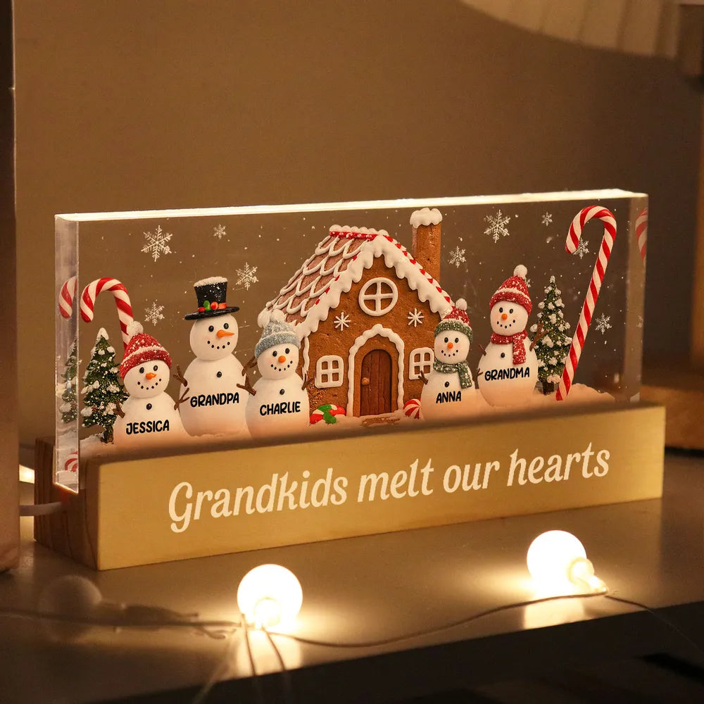 Block LED Light Plaque with Festive Snowy Village, customizable keepsake for family, creative holiday gift