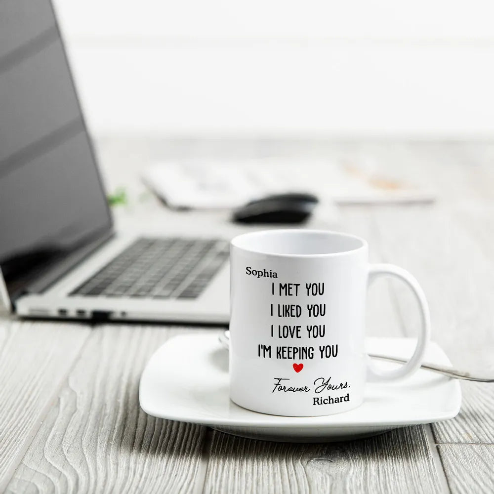 Forever Yours Couple Anniversary Gift Valentine's Day Personalized Mug- A Warm Expression of Deep Love with Temperature Symbolized Cups