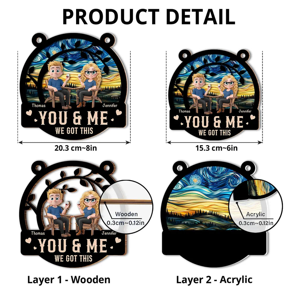 Wood and Acrylic Layered Ornament – “You & Me We Got This” Personalized Couple Ornament
