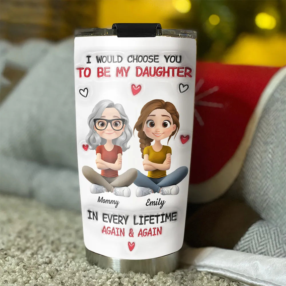 Insulated Travel Tumbler with Father & Daughter Illustration, A Heartwarming Gift for Everyday Use