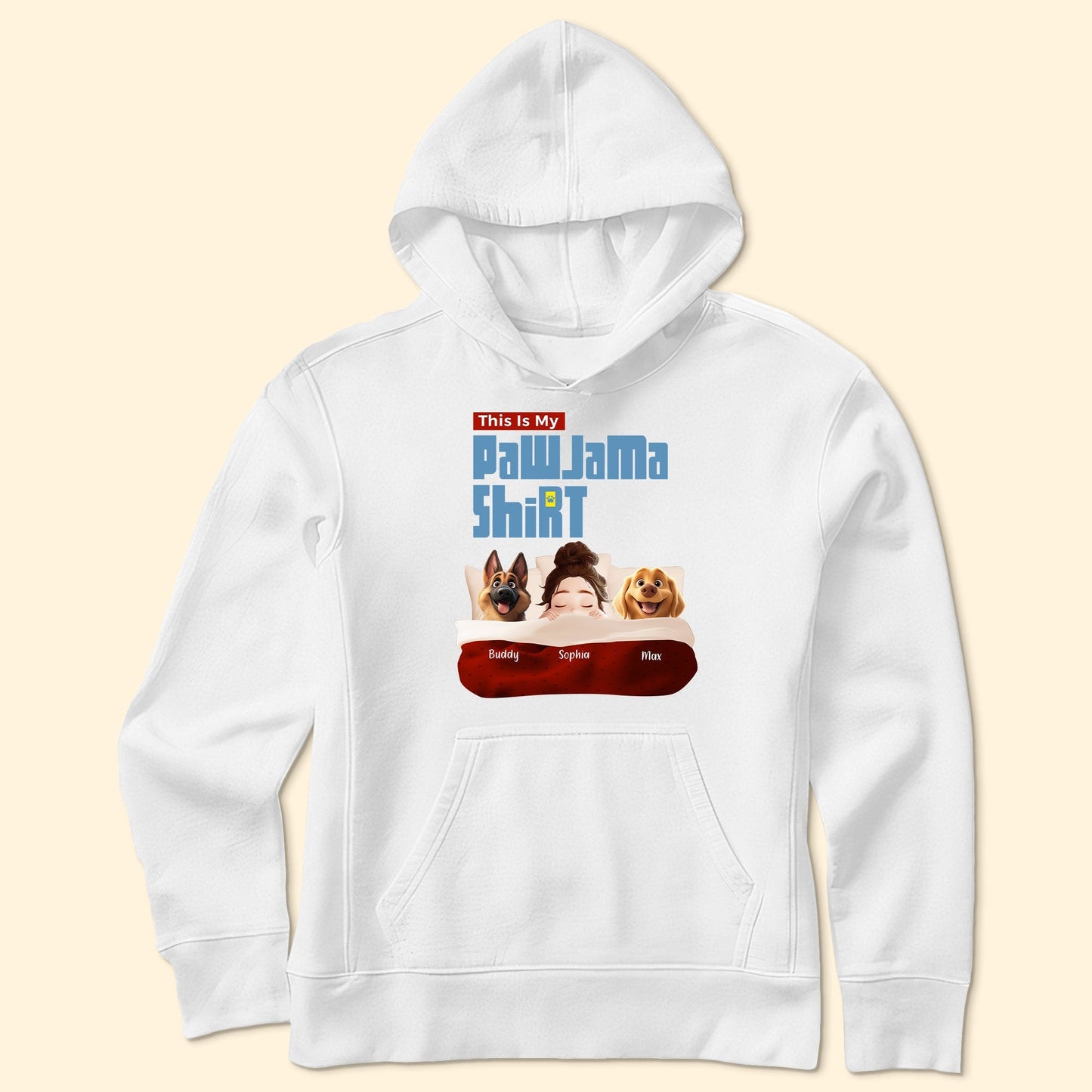 Custom Pawjama Shirt for Couples – Featuring Pets and Their Names, Ideal for Valentine’s Day or Special Occasions, Available in Classic Tee, Women Tee, Hoodie, and Sweatshirt