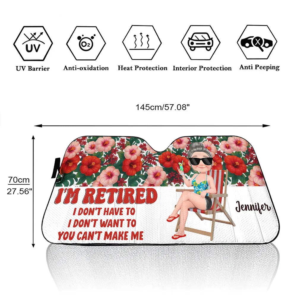 Retired Women Tropical Floral Car Sunshade Gift