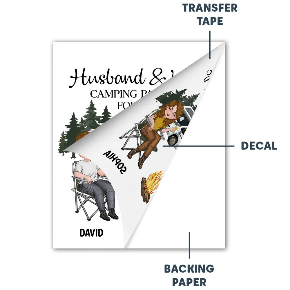 Personalized Camping Couple Sticker Decal, Custom Partners For Life RV Camper Gift for Husband & Wife