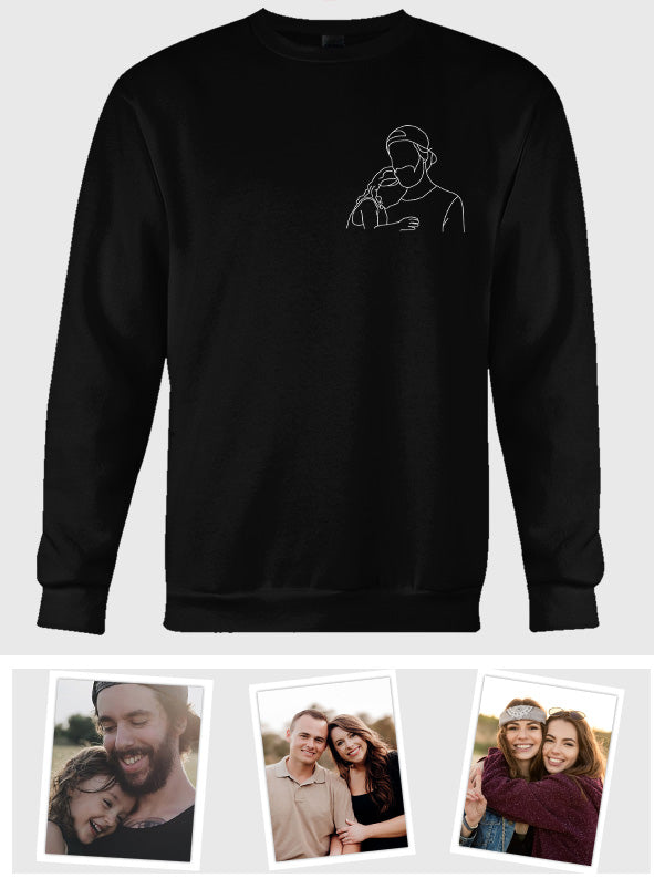 Custom Line Art - Personalized Uncle Embroidered Sweater