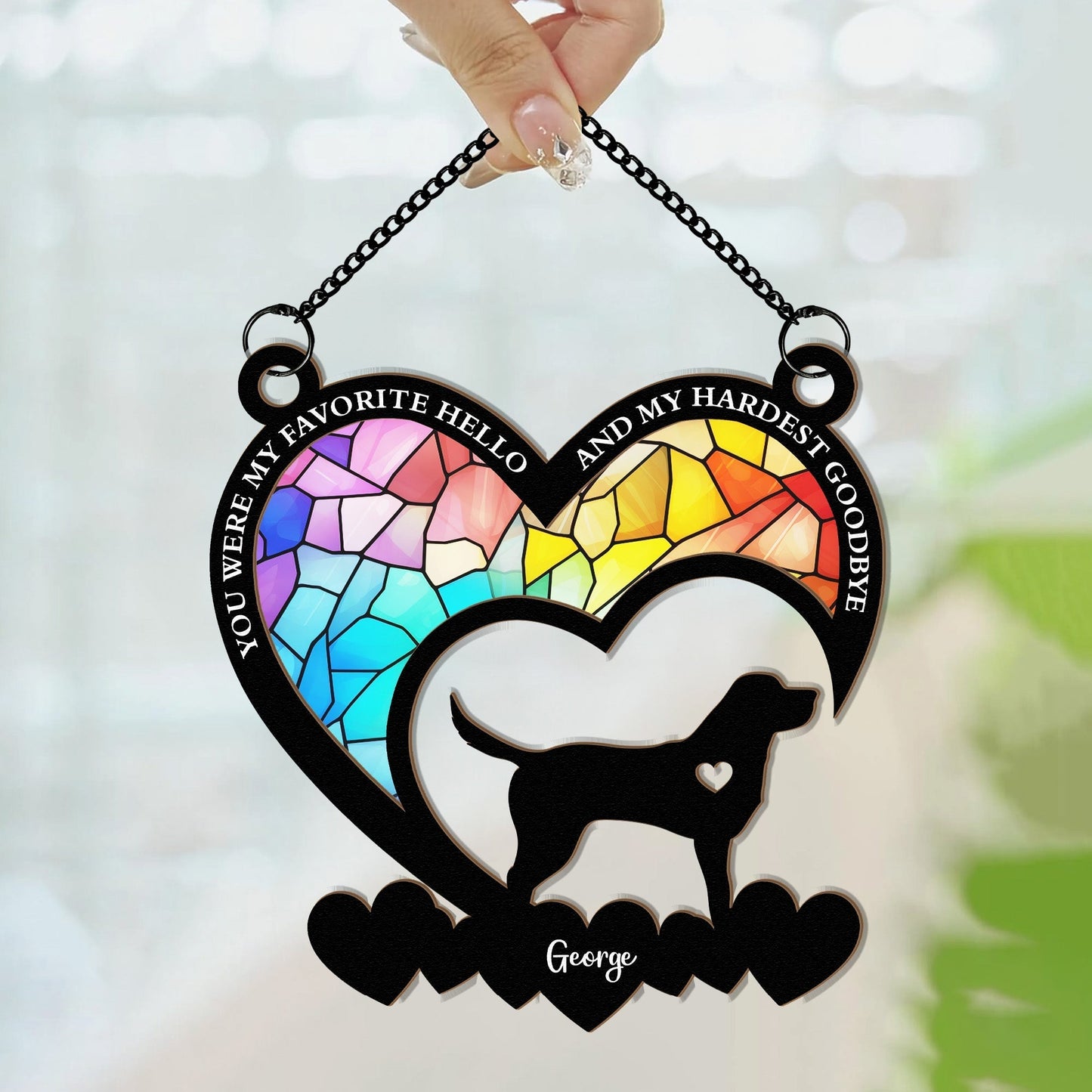 You Were My Favorite Hello โ Dog Memorial Wood and Acrylic Layered Ornament