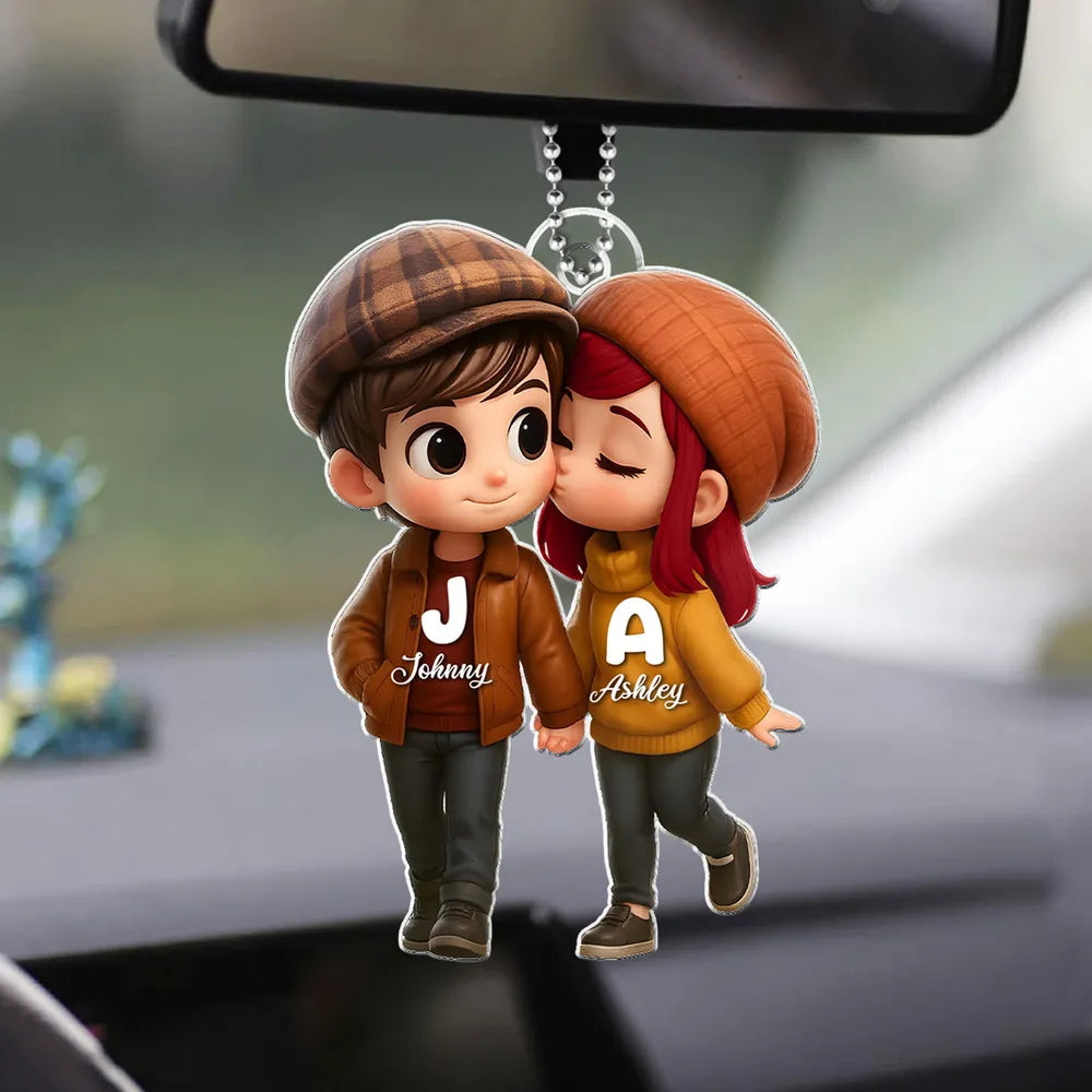 Personalized Couple's Acrylic Car Hanger β A Perfect Gift for Lovers
