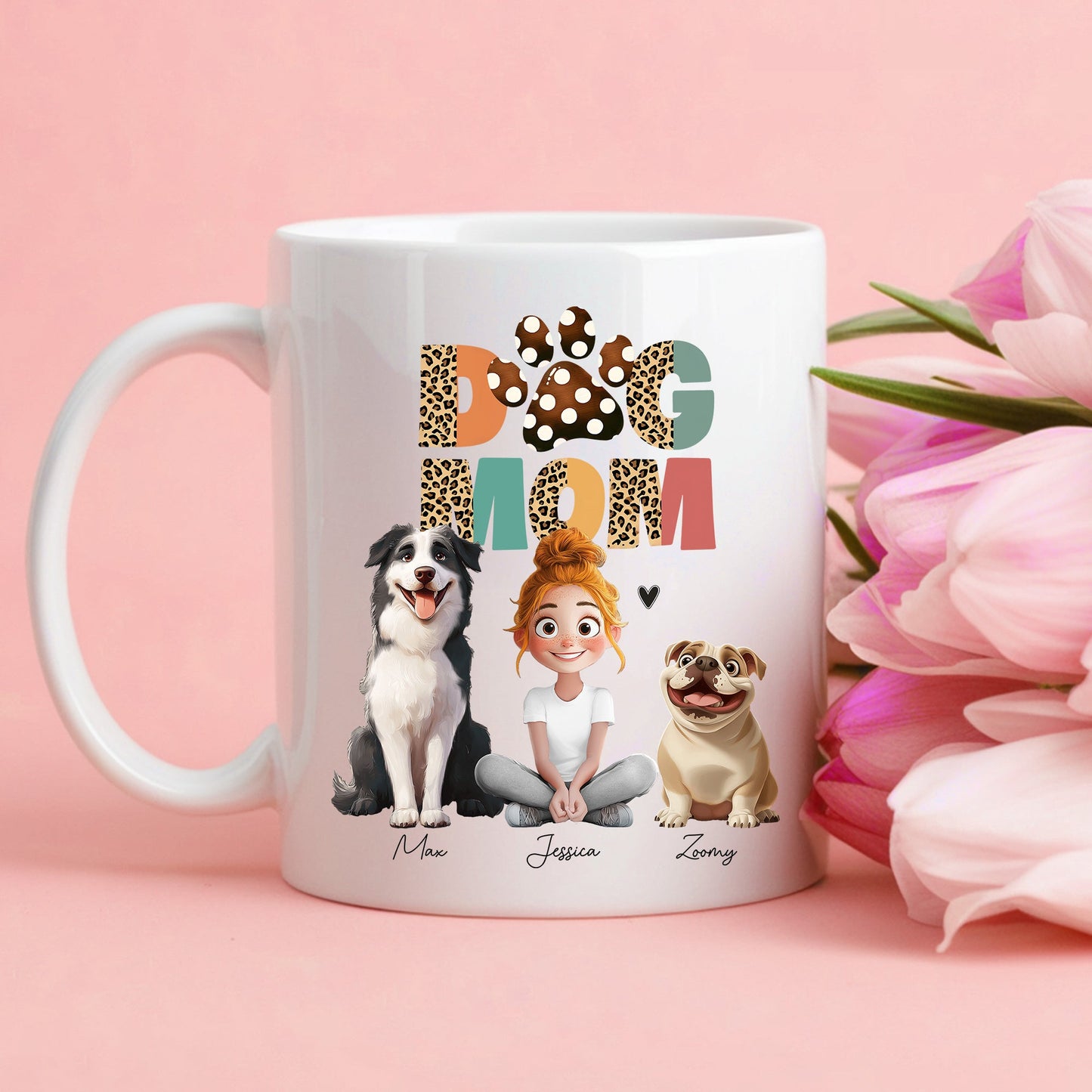 Cartoon Dog Mom as A Custom Engraved Crystal Car Hanger or as A Custom Car Hanger β A Unique Surprise for Mother's Day, Valentine's Day, or Pet Lovers