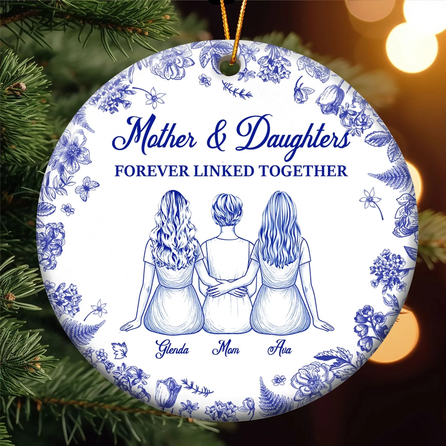 Mother Daughter Ceramic Ornament with Heartwarming Bond, Perfect Gift for Holidays