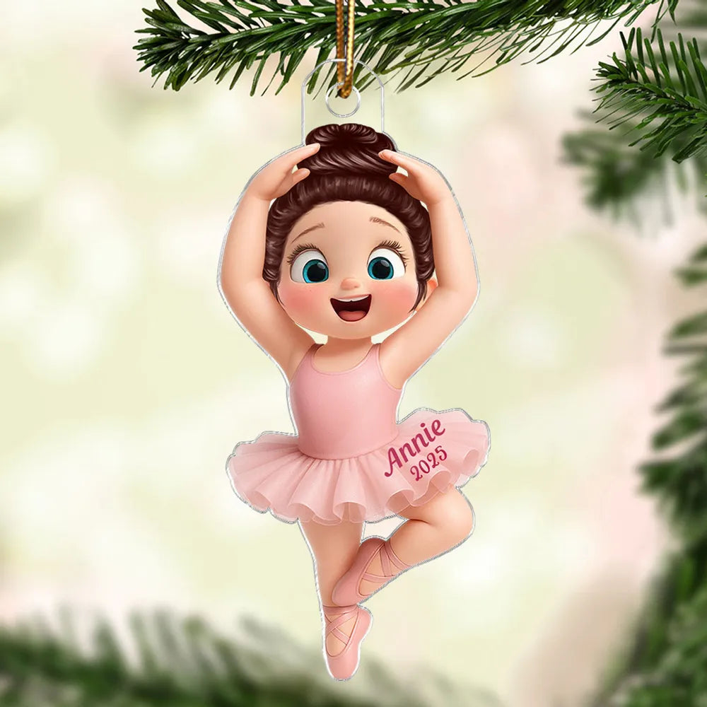 Ballet Girl Acrylic Ornament in Cute Cartoon Style for Christmas Tree Decoration, Warm Ambiance, Perfect Gift for Kids or Friends