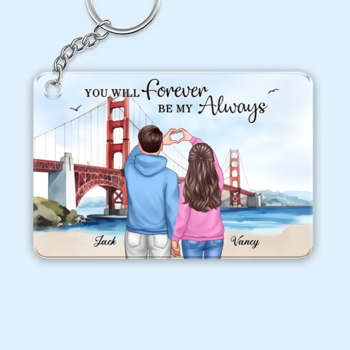 Custom Couple Poster - A Timeless Love Story with Scenic Bridge Backdrop