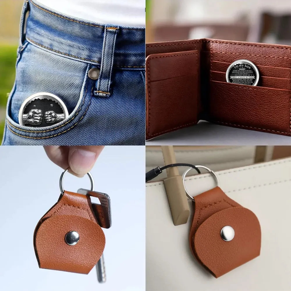 Pocket Hug With Encouraging Message, Custom Keepsake Gift From Dad To Son, Carry A Fist Bump Reminder Anywhere
