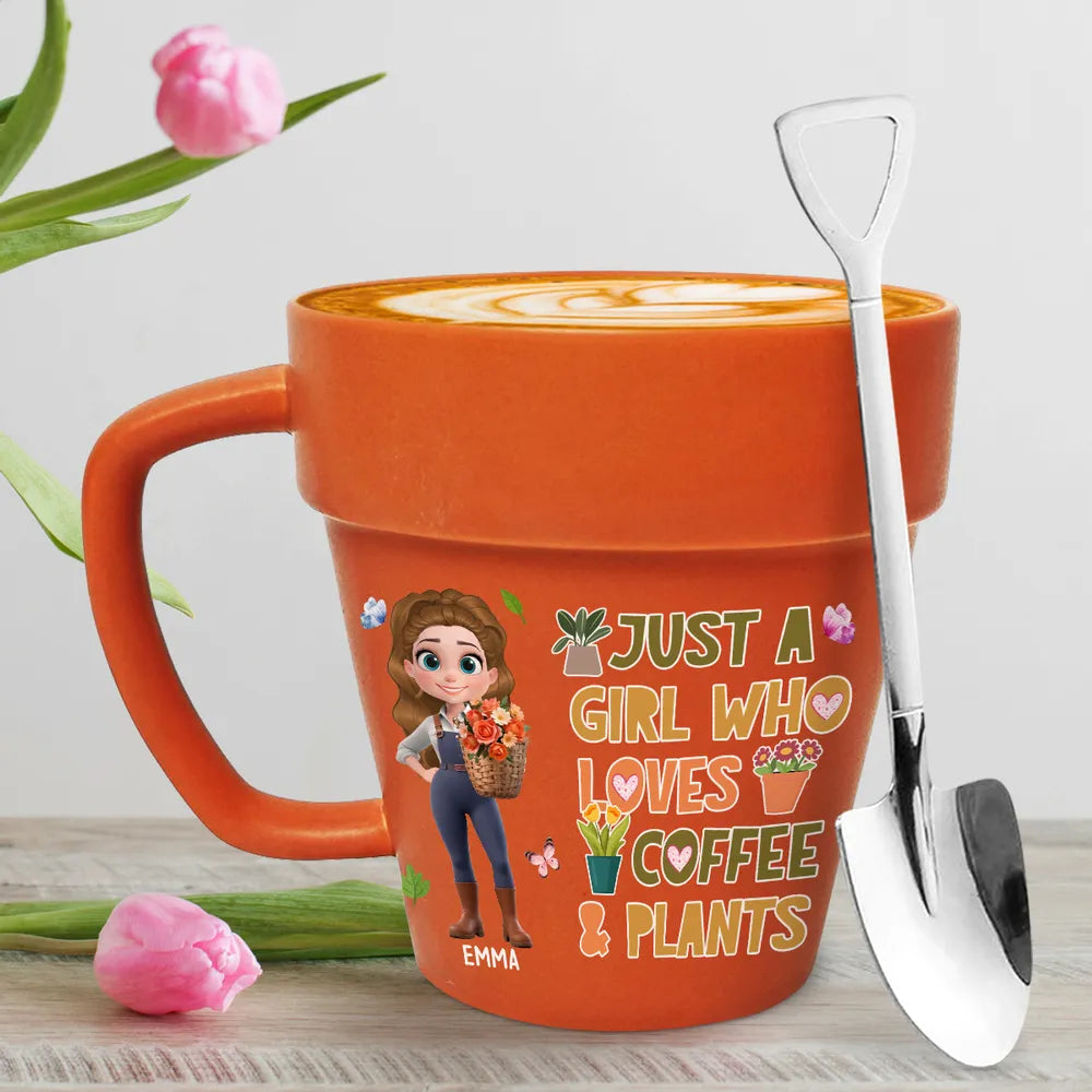 Just a Girl Who Loves Coffee and Plants – Personalized Terracotta Mug for Coffee and Plant Obsessed Girls