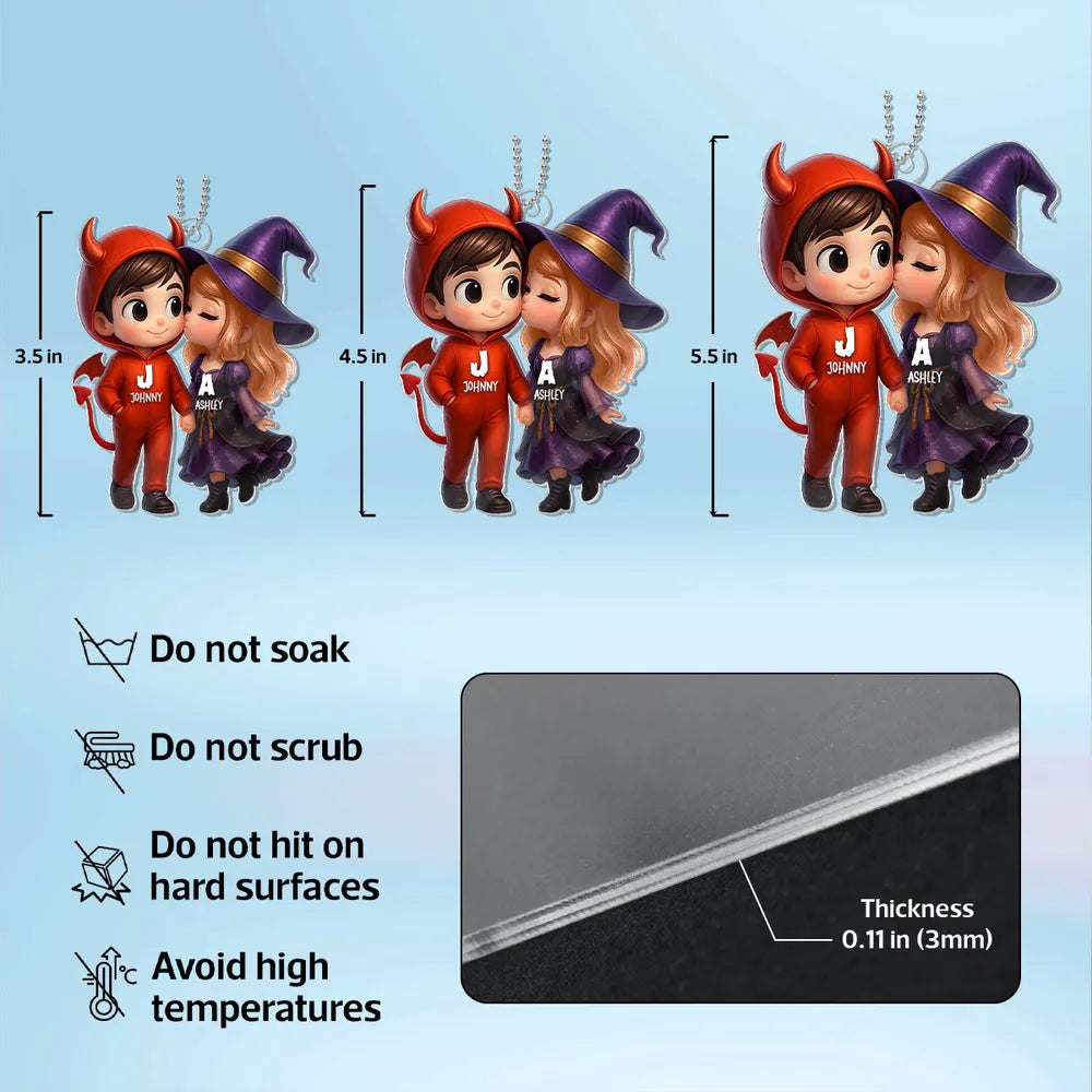 “Devil & Witch” Personalized Acrylic Ornament – Cute Halloween Gift for Couples