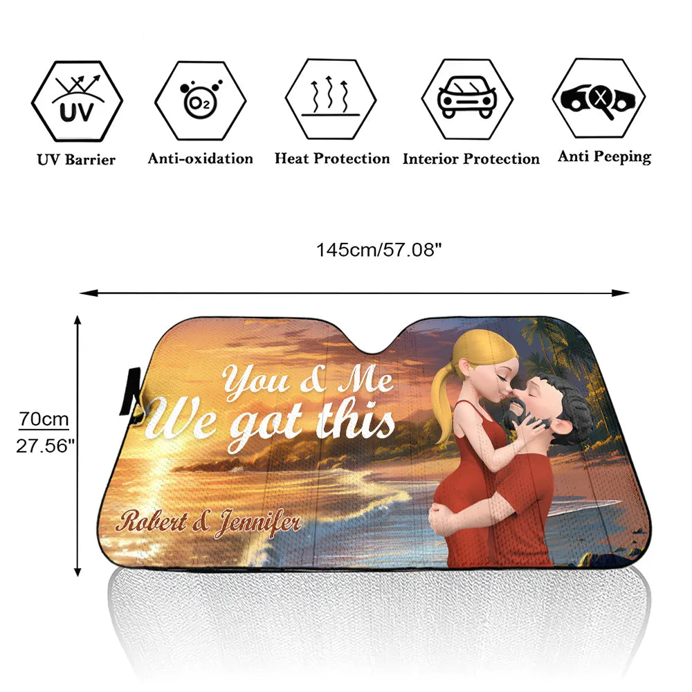 Personalized “You & Me, We Got This” Car Sun Shade for Couples