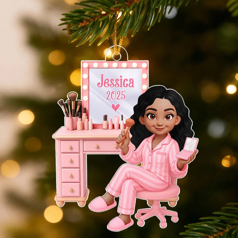 Beauty Lover Acrylic Ornament β Cute Pink Vanity Theme, Perfect Gift for Makeup Enthusiasts