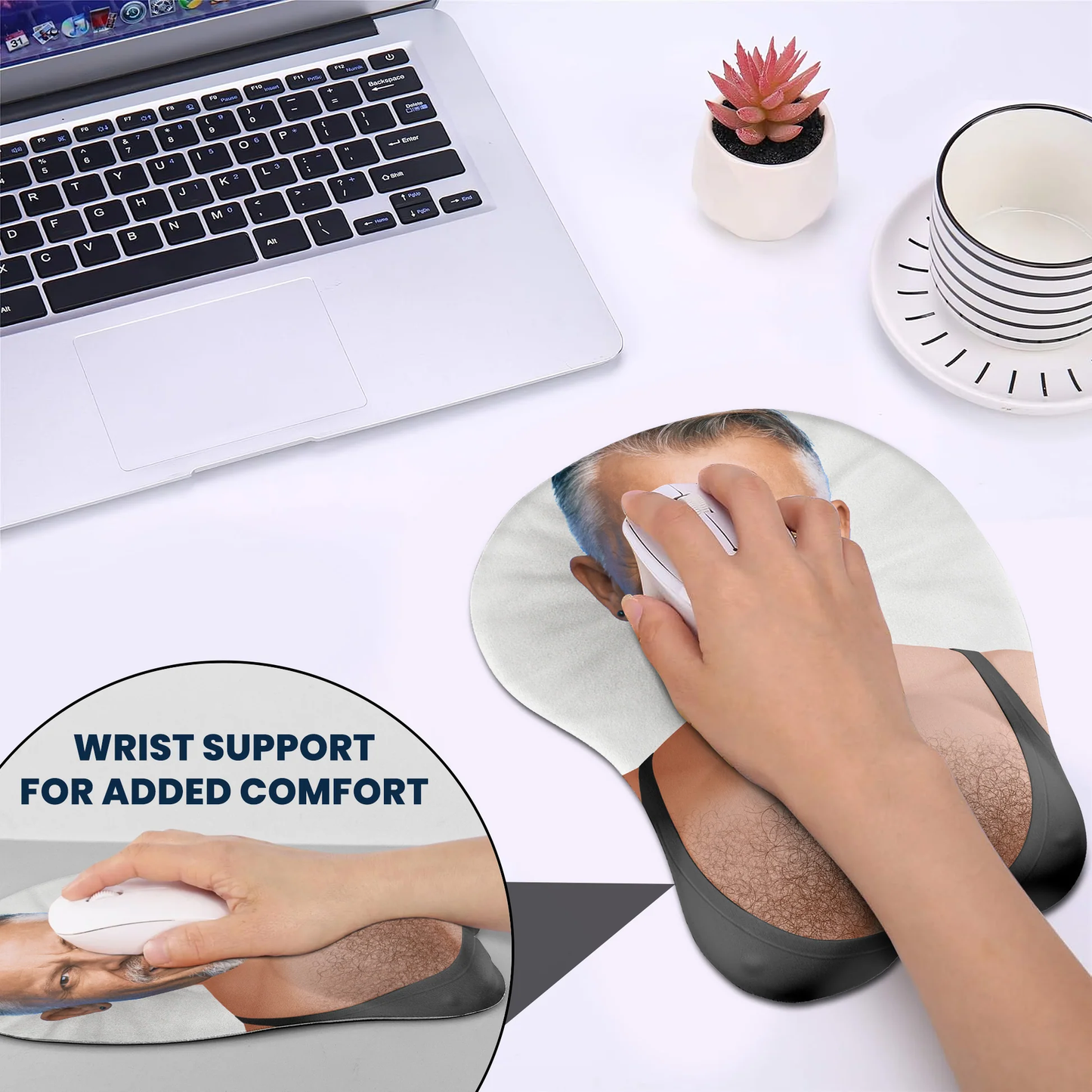 Personalized Lycra 3D Mouse Pad with Custom Face & Chest β Funny Gift for Couples or Friends, Unique Desk Humor