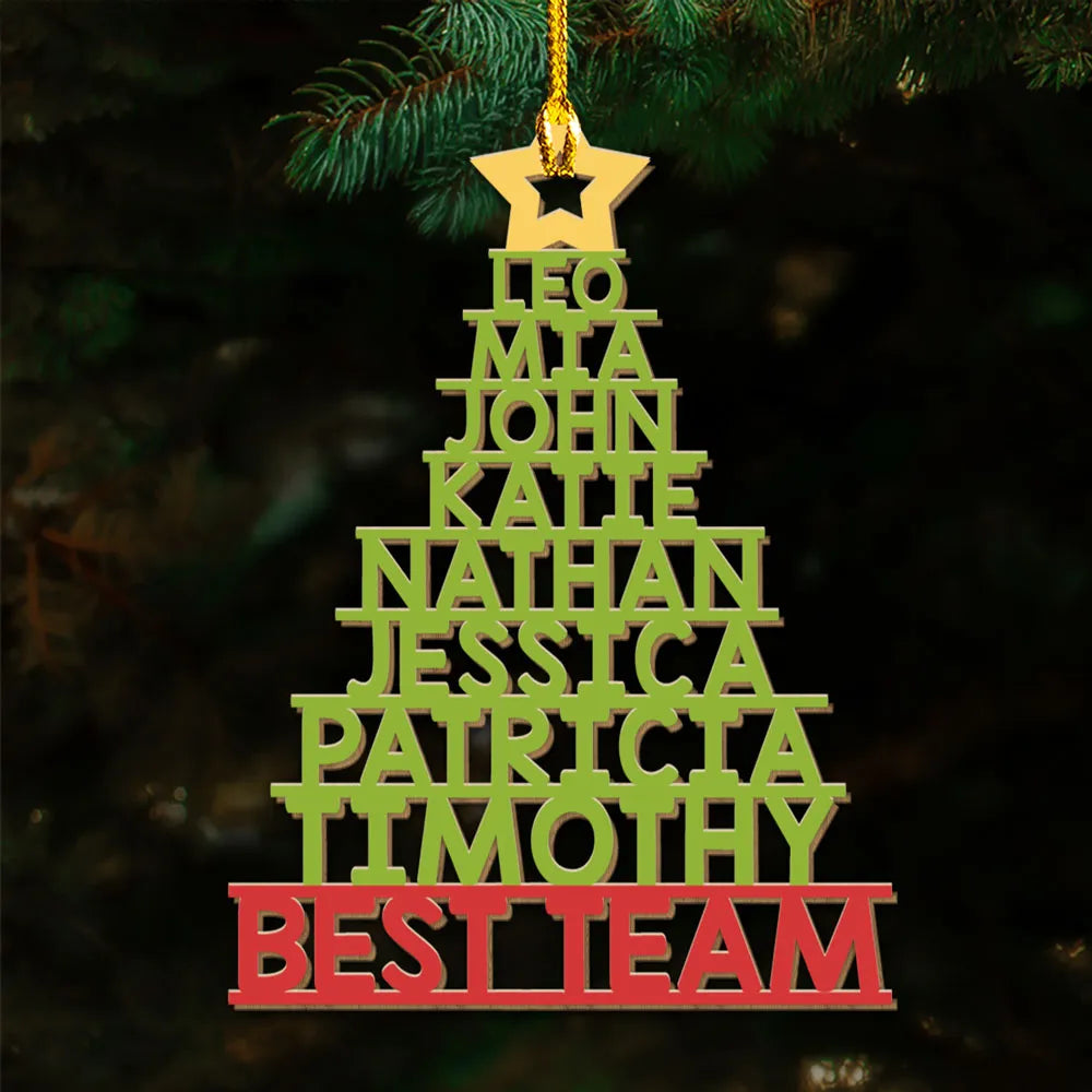 Personalized Acrylic Ornament Christmas Tree With Team Names, Festive Office Decor & Unique Holiday Gift