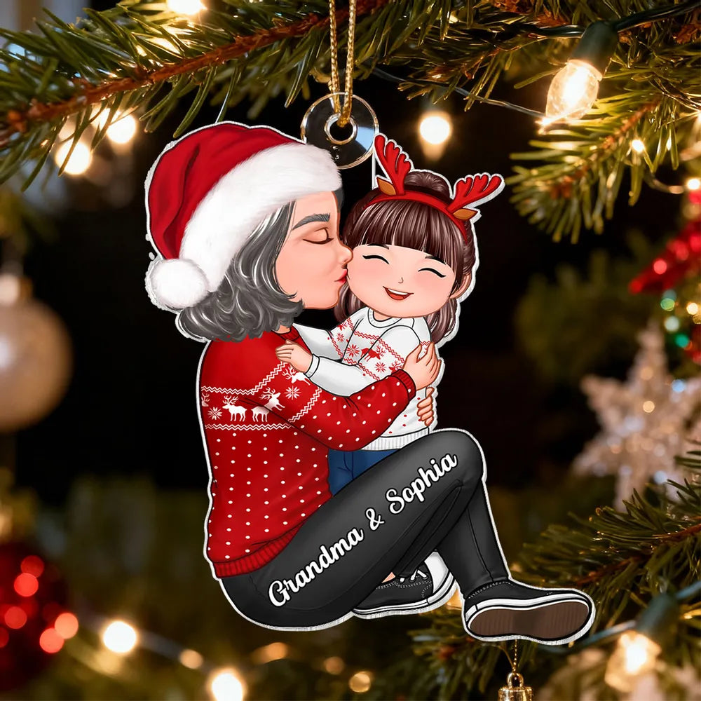 Christmas Hug Acrylic Ornament, cozy holiday spirit, a perfect gift for family