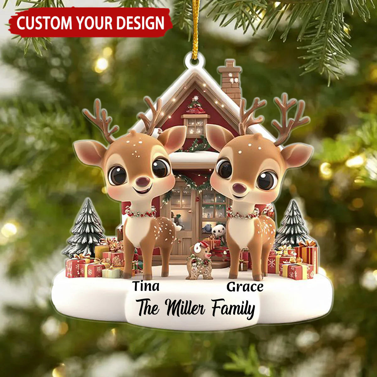 Custom Reindeer Family Ornament - A Heartwarming Christmas Gift for Loved Ones