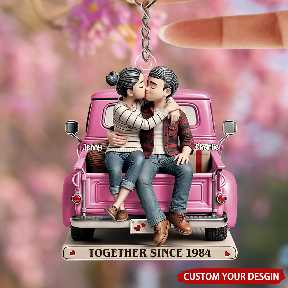 Love and Romance Acrylic Keychain - Personalized Couple Gift - Custom 'Together Since' Keychain for Couples