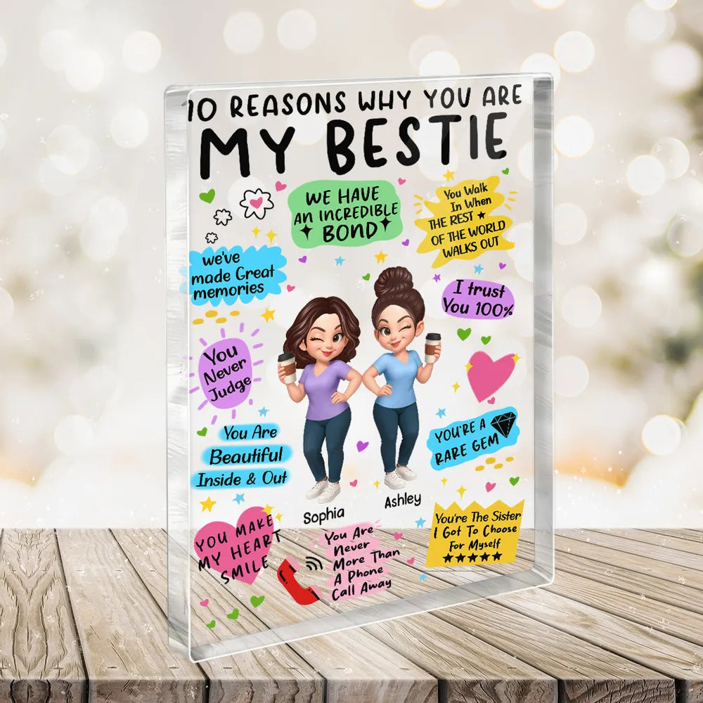 “10 Reasons Why You Are My Bestie” Personalized Acrylic Block Plaque