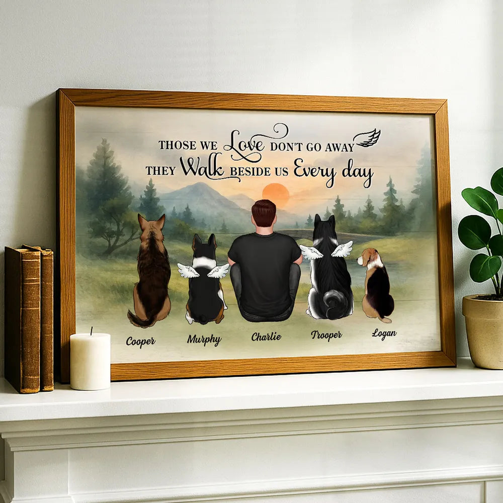 Retro Vintage Mountain Landscape Pet Dog Cat Memorial Personalized Poster