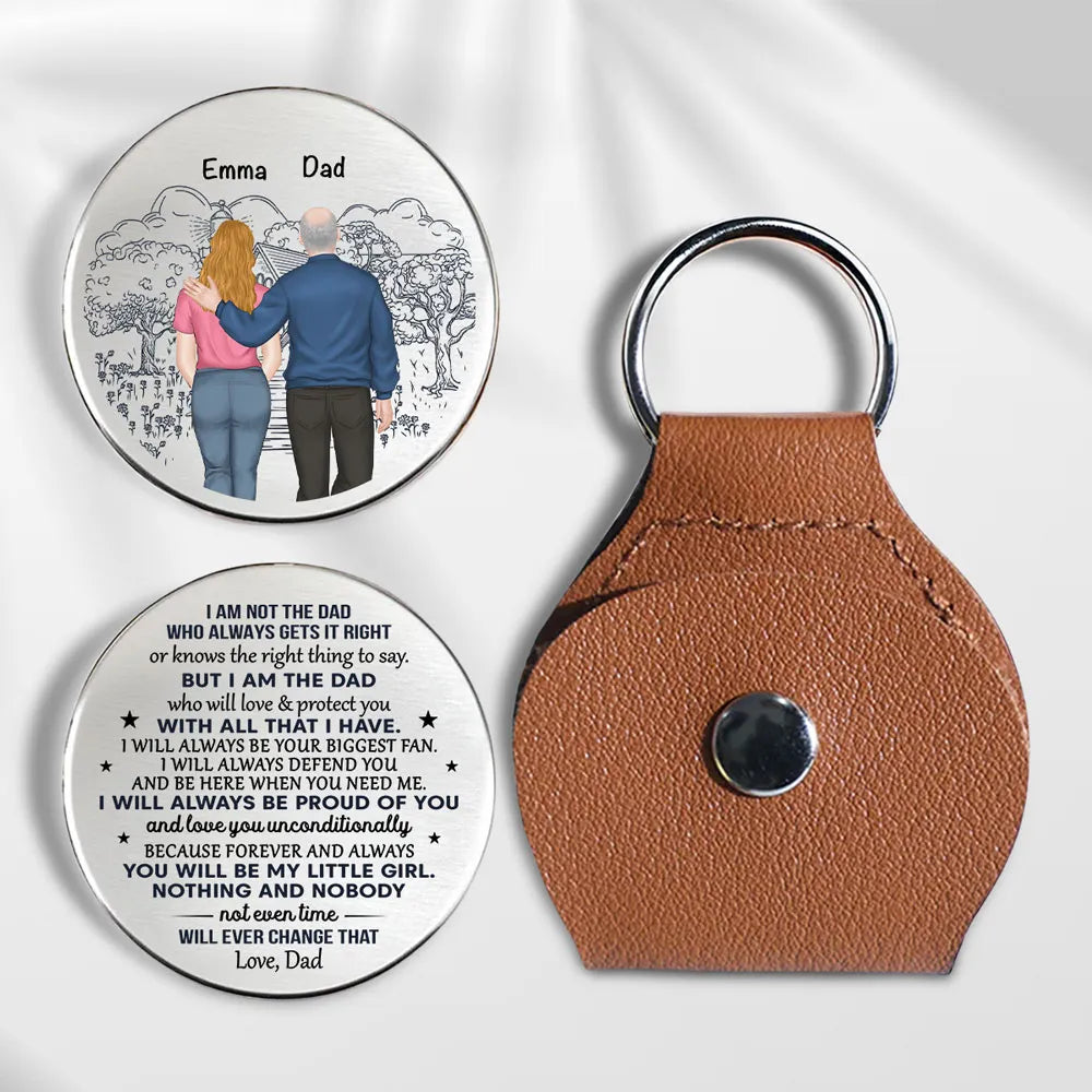 Personalized Pocket Hug for Daughter from Dad, Custom Keepsake Token with Walking Together Art, Unique Gift She Can Carry