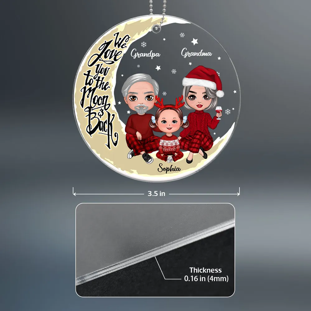 Heartwarming Acrylic Ornament with Moon & Family Scene, Perfect Gift for Grandparents