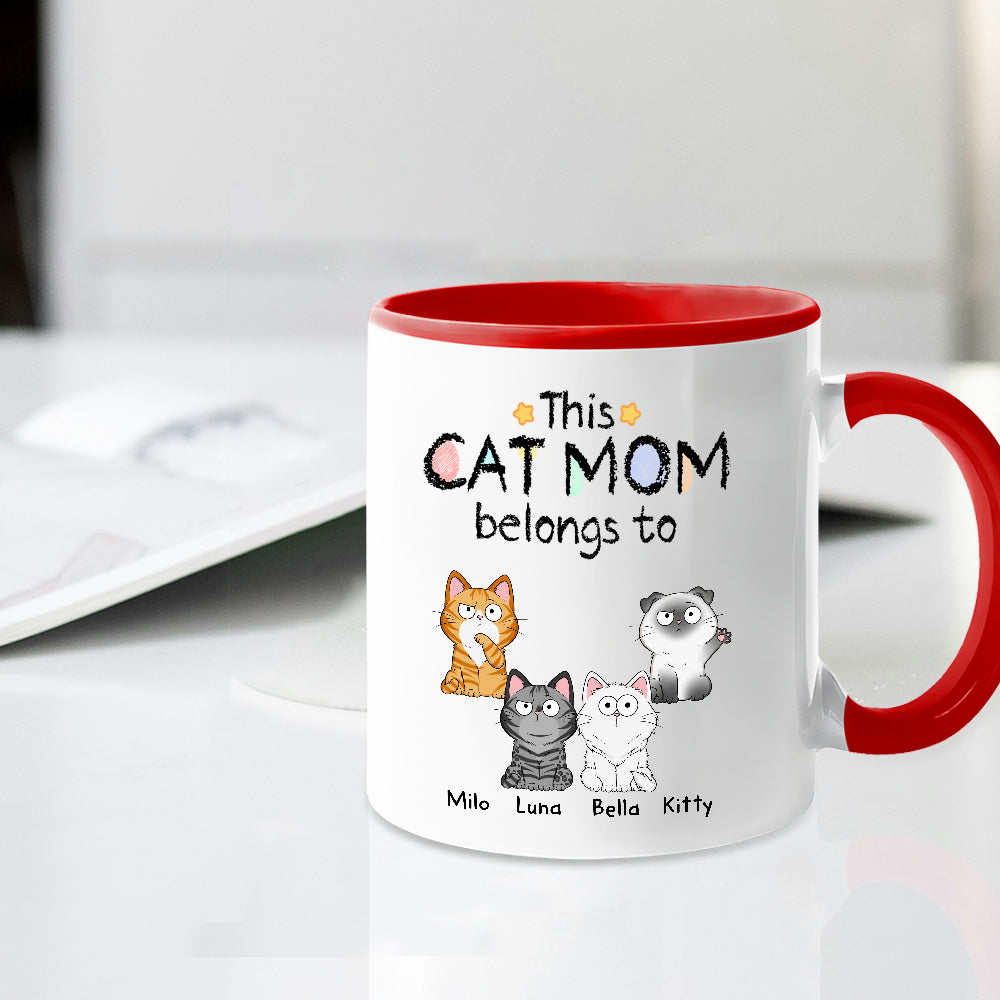 Personalized Cat Mom Keychain - Custom Acrylic Keychain, Cute Cat Illustration, Gift for Cat Lovers