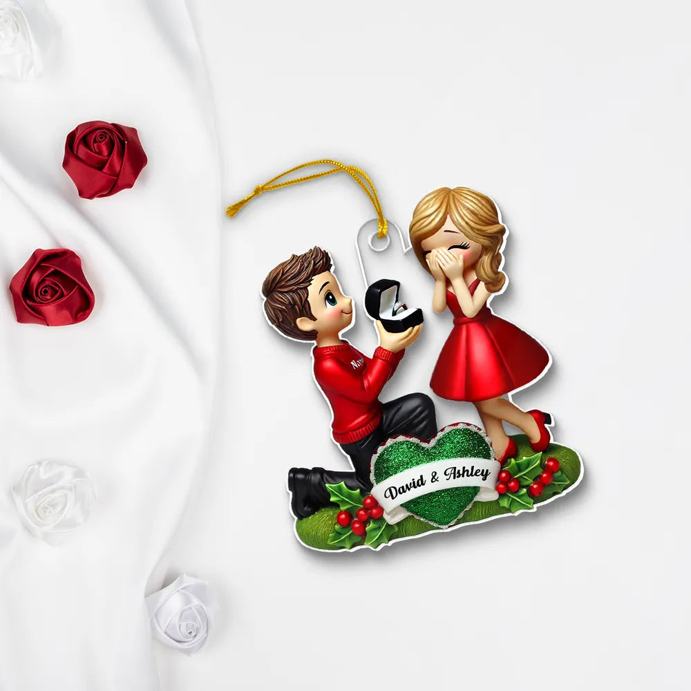 Engagement Proposal Ornament – Personalized Acrylic Ornament, Custom Couple Keepsake