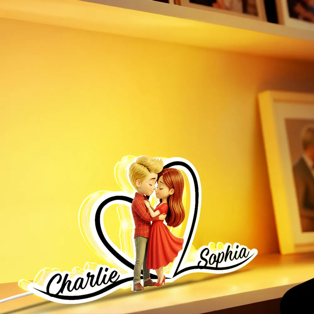 Personalized Couple Hugging Acrylic Car Hanger Rearview Mirror Decor, Cute Cartoon Style, Unique Romantic Gift for Him or Her