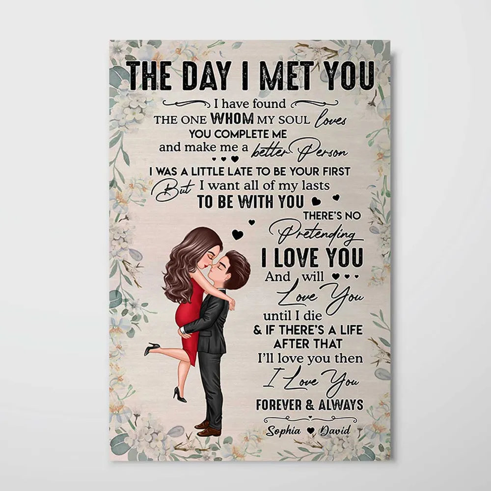 Personalized Vertical Poster for Couples - "The Day I Met You" Romantic Gift