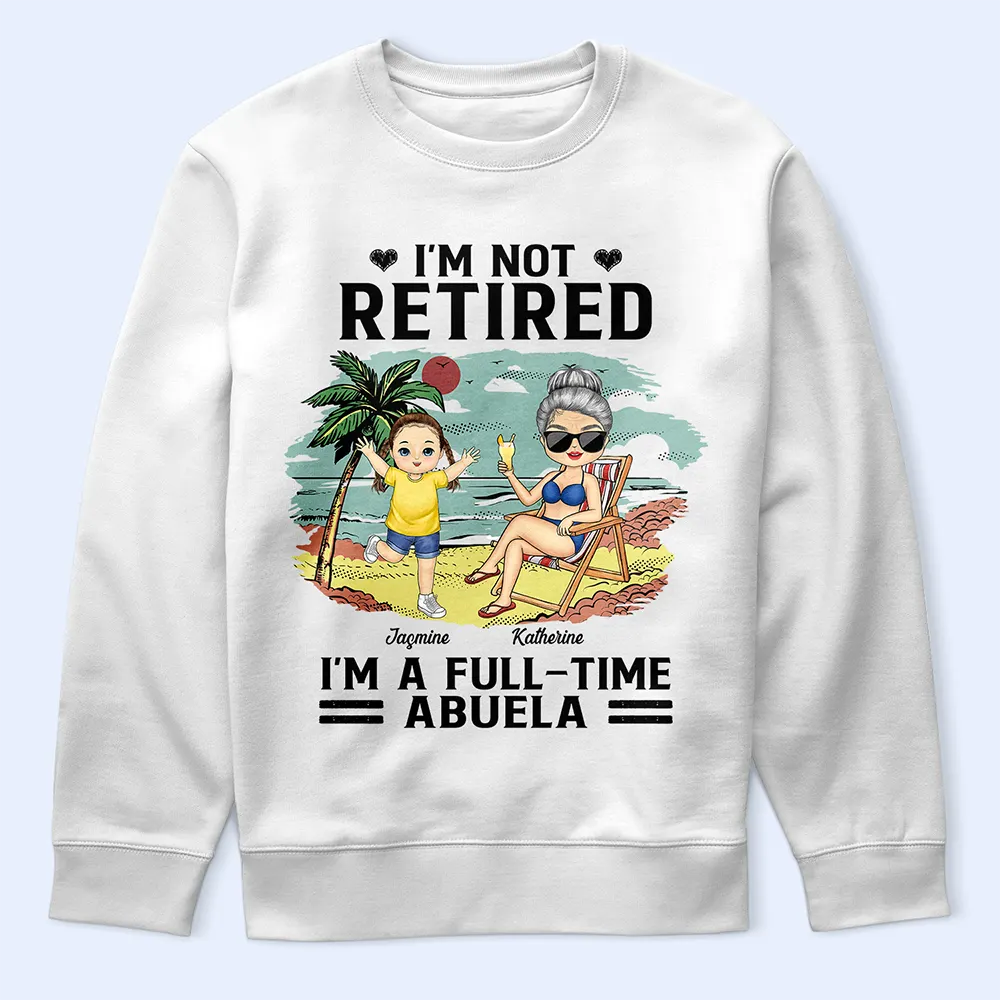 Full-Time Grandma on Vacation Classic Tee β Personalized Family Shirt with Names and Tropical Scene