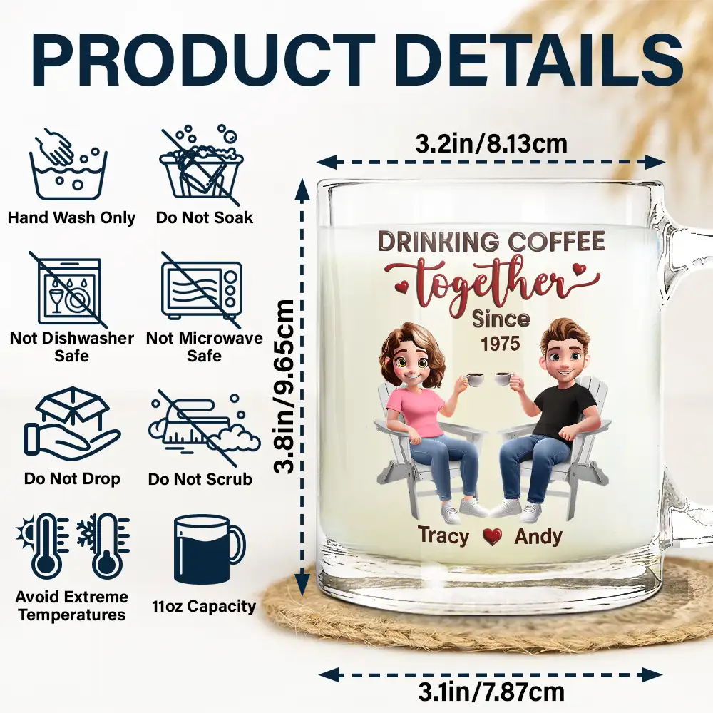 Personalized Couple's Glass Mug - Custom Year Anniversary Gift